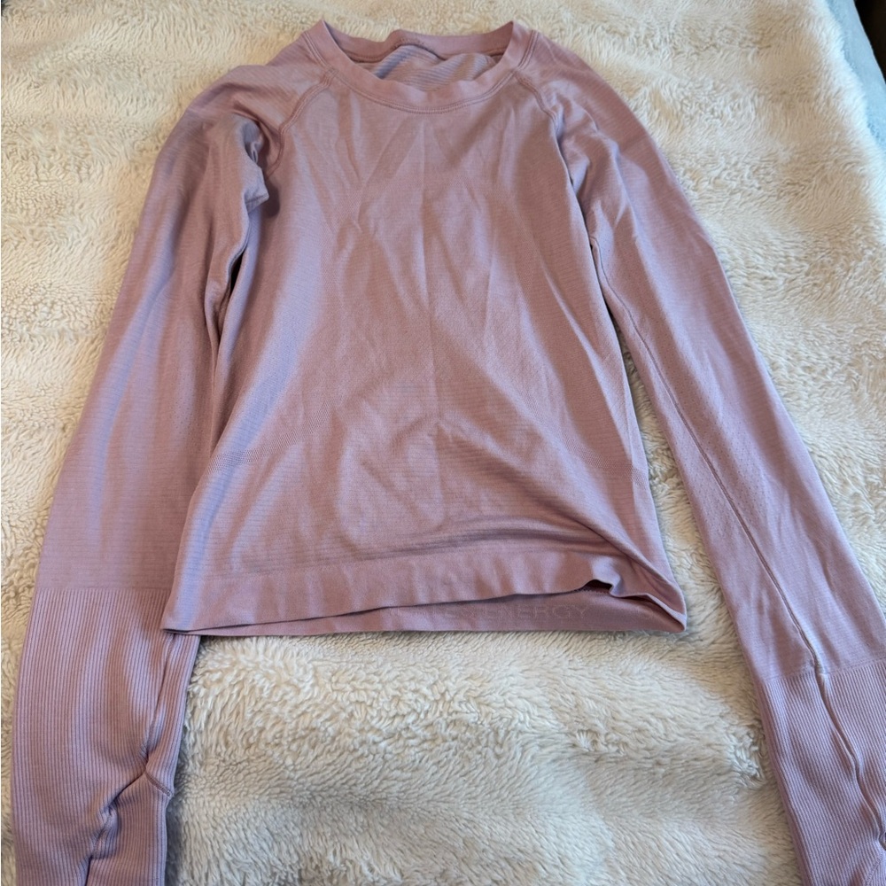 Pink lululemon long sleeve swiftly size 0